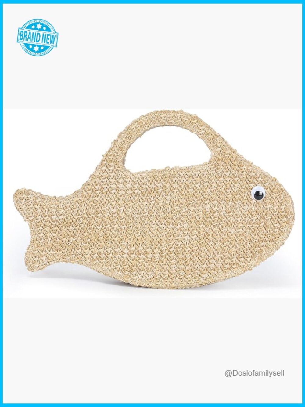 Fish Shaped Straw Woven Clutch Handbag Boho Beach Summer Tote Satchel